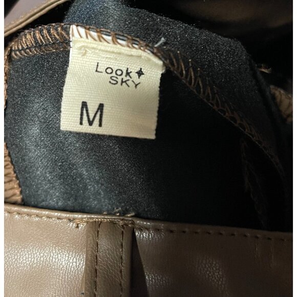 Faux Leather wide leg Pant size Medium Brown new - Picture 3 of 10